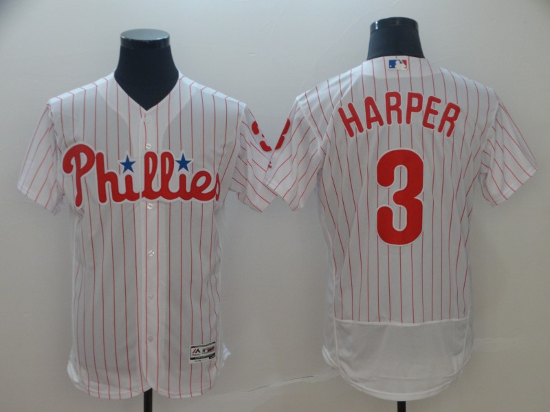 Phillies 3 Bryce Harper White Flexbase Jersey