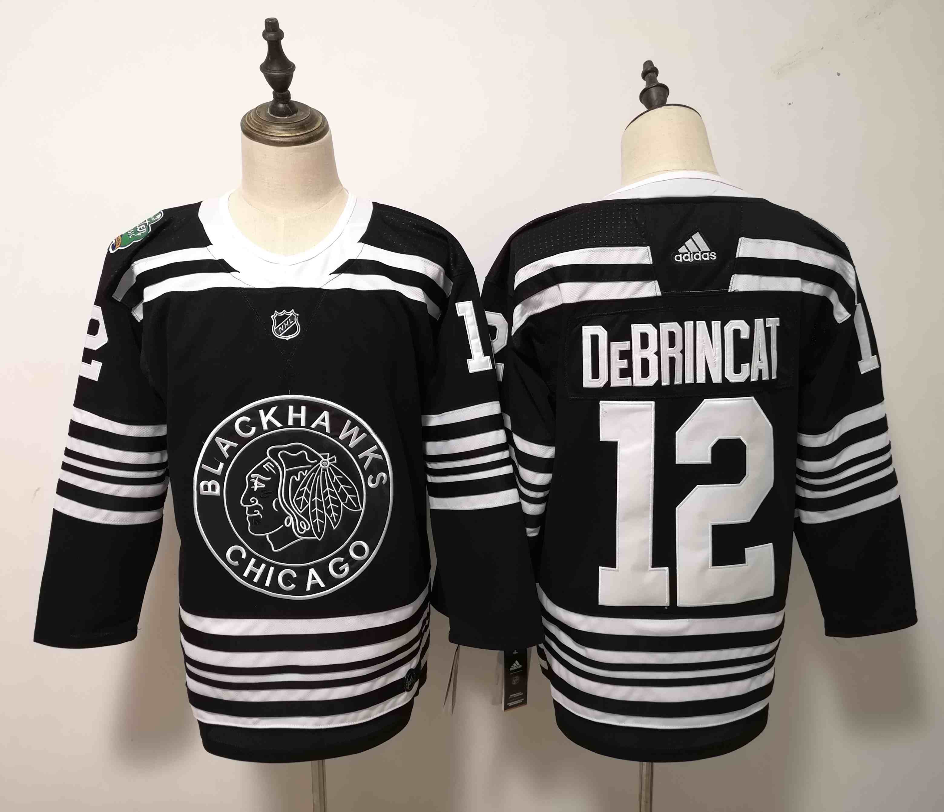 Blackhawks 12 Alex DeBrincat Black 2019 Winter Classic Adidas Jersey