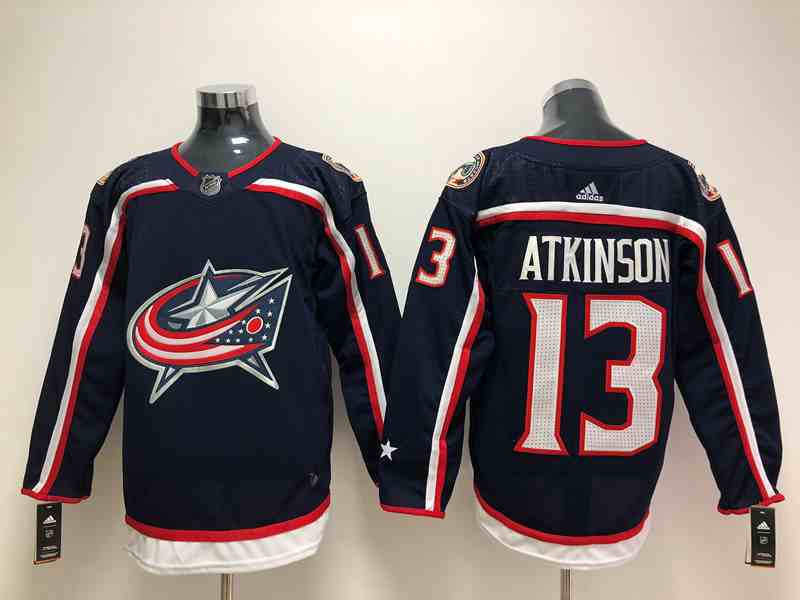 Blue Jackets 13 Cam Atkimson Navy Adidas Jersey