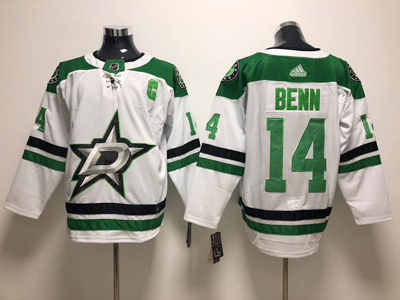 Stars 14 Jamie Benn White Adidas Jersey