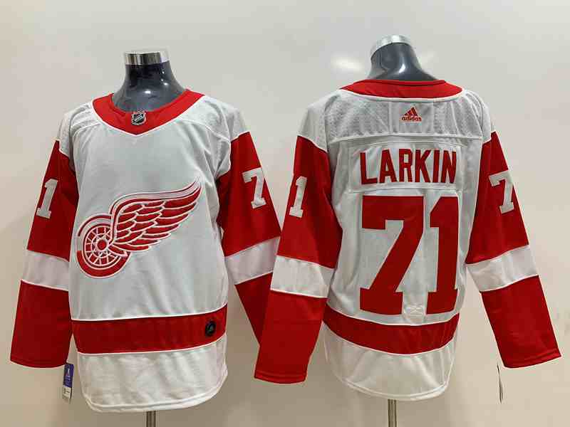 Red Wings 71 Dylan Larkin White Adidas Jersey