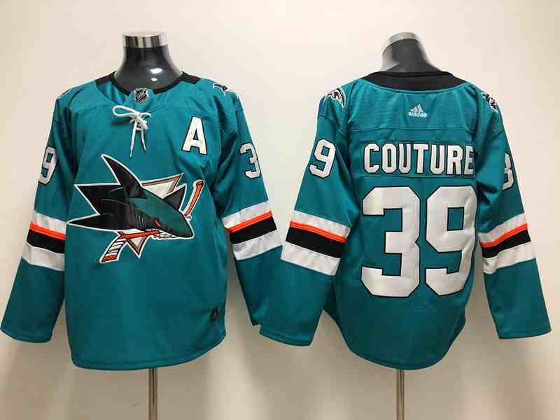 Sharks 39 Logan Couture Teal Adidas Jersey