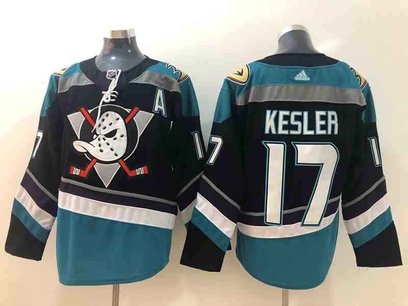 Ducks 17 Ryan Kesler Black Teal Adidas Jersey