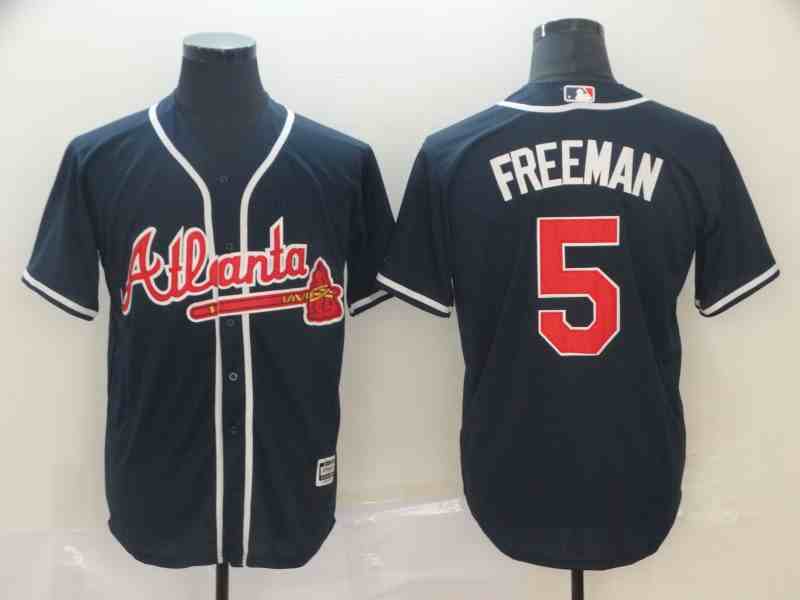 Braves 5 Freddie Freeman Navy Cool Base Jersey