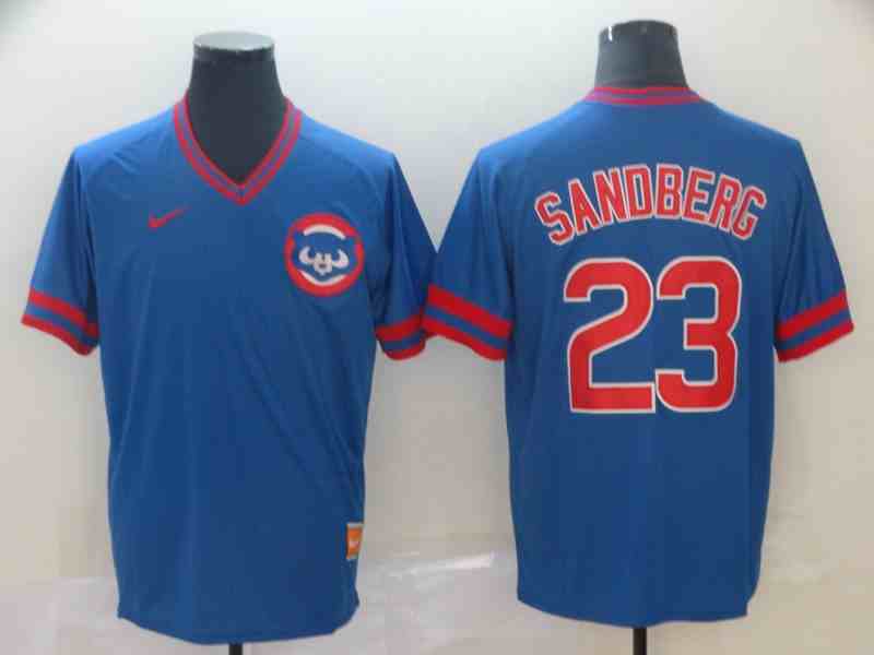 Cubs 23 Ryne Sandberg Blue Throwback Jersey