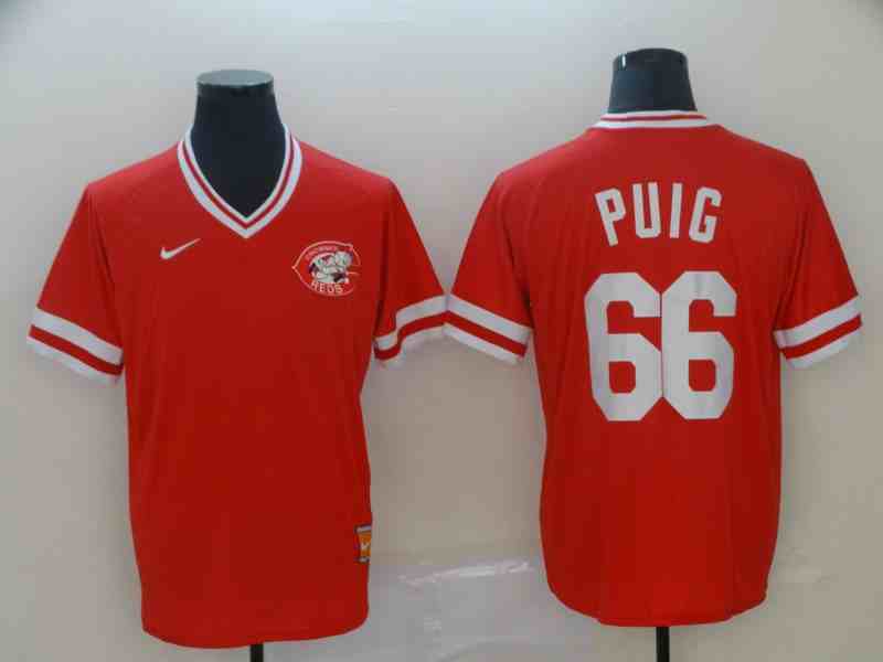Reds 66 Yasiel Puig Red Throwback Jersey
