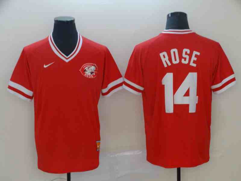 Reds 14 Pete Rose Red Throwback Jersey