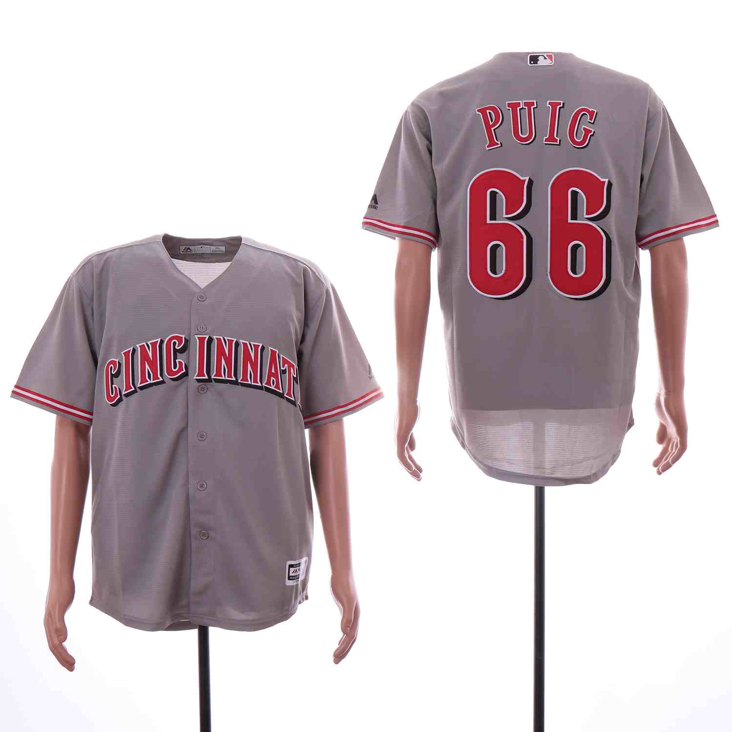 Reds 66 Yasiel Puig Gray Cool Base Jersey