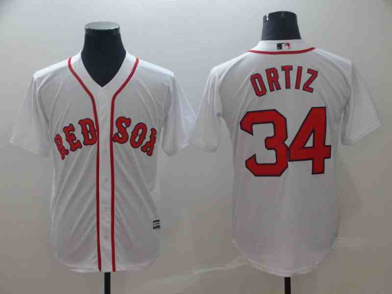 Red Sox 34 David Ortiz White Cool Base Jersey