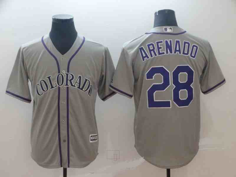 Rockies 28 Nolan Arenado Gray Cool Base Jersey