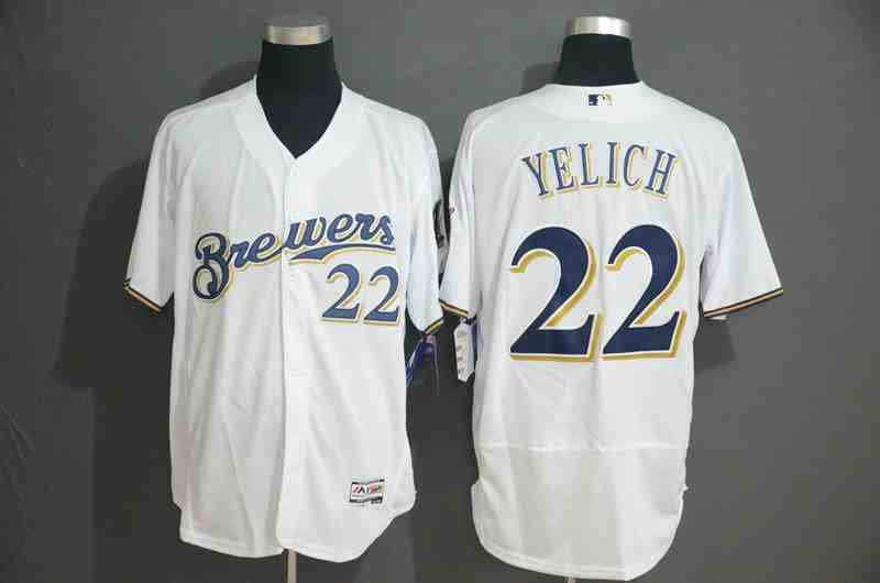 Brewers 22 Christian Yelich White Flexbase Jersey