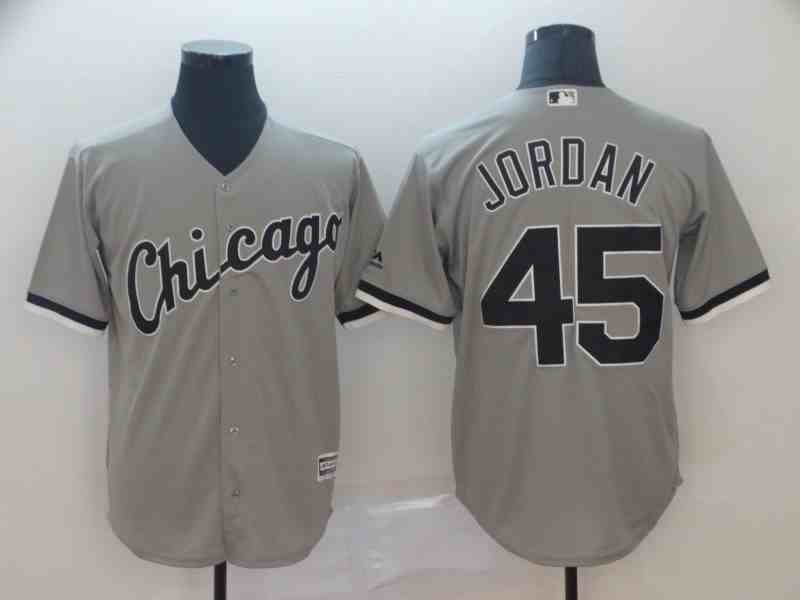 White Sox 45 Michael Jordan Gray Cool Base Jersey