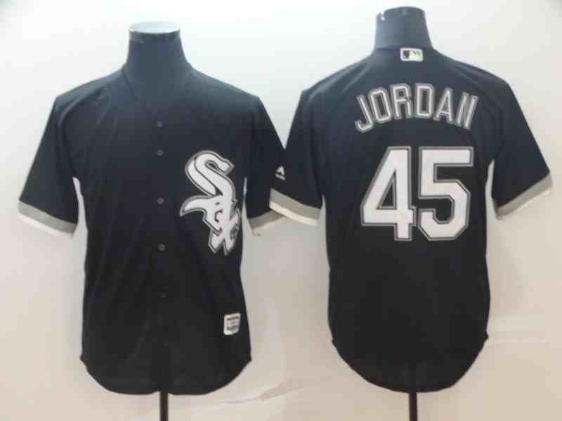 White Sox 45 Michael Jordan Black Cool Base Jersey