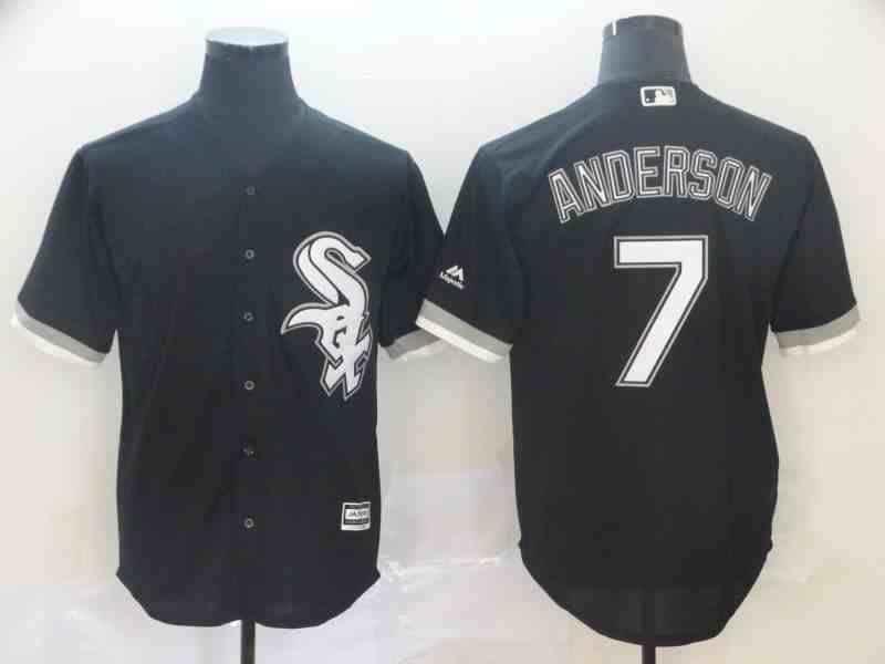 White Sox 7 Tim Anderson Black Cool Base Jersey