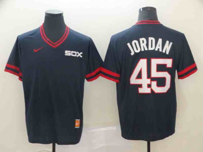 White Sox 45 Michael Jordan Navy  Throwback Jersey