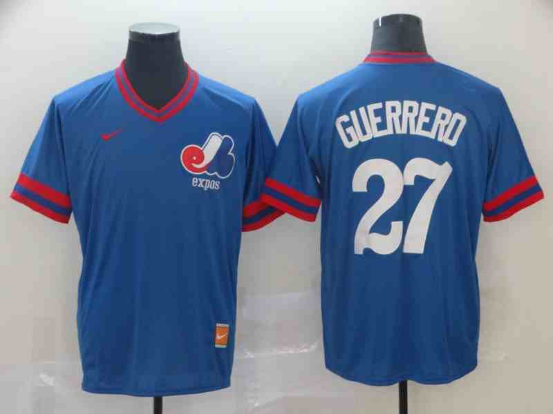 Expos 27 Vladimir Guerrero Blue Throwback Jersey