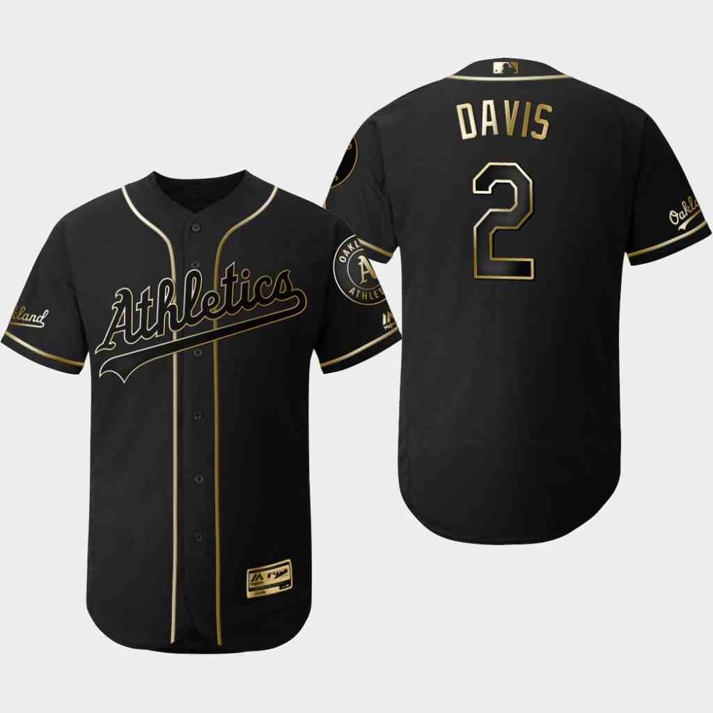 Athletics 2 Khris Davis Black Gold Flexbase Jersey