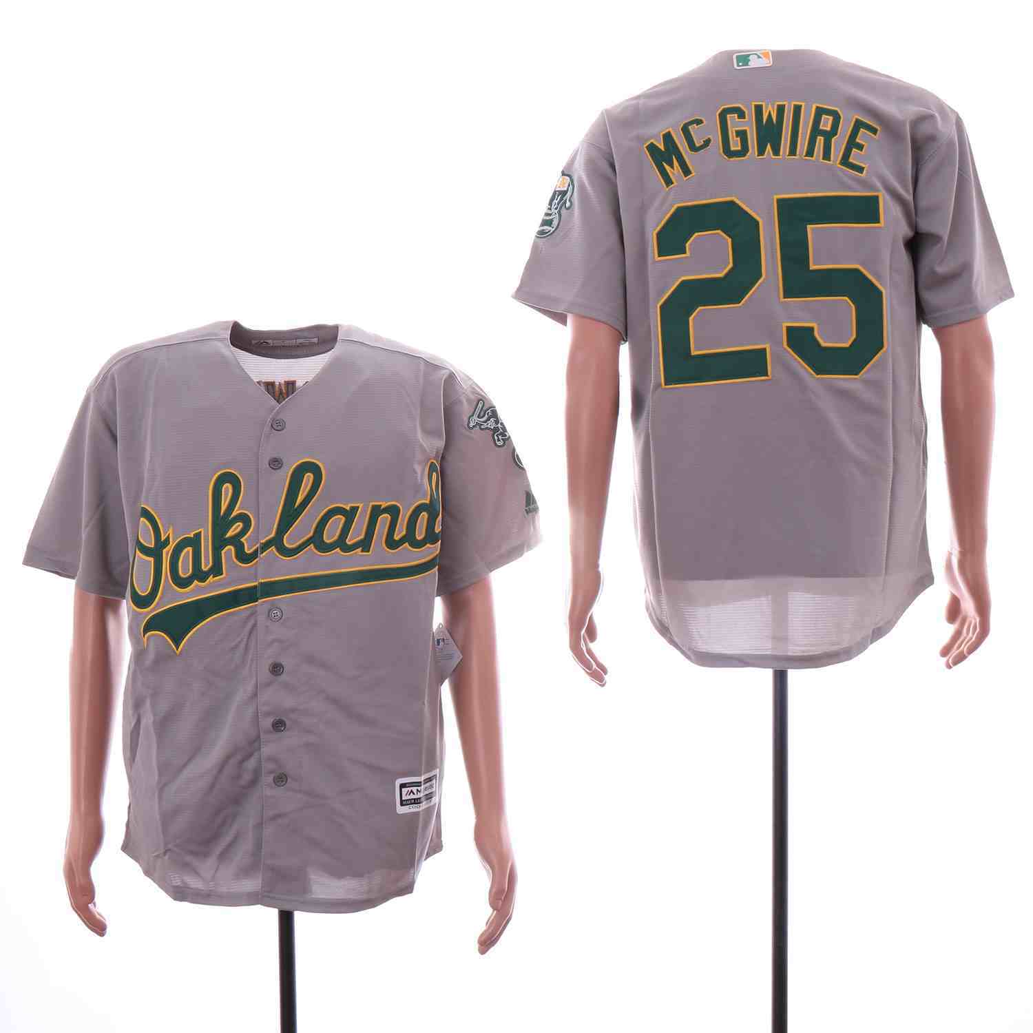 Athletics 25 Mark McGwire Gray Cool Base Jersey