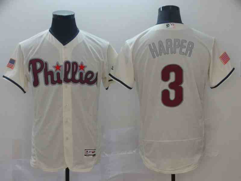 Phillies 3 Bryce Harper Cream Flexbase Jersey