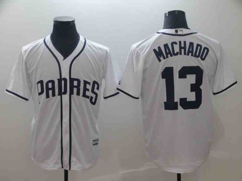 Padres 13 Manny Machado White Cool Base Jersey