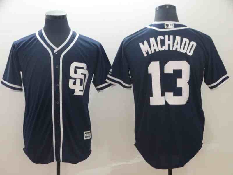 Padres 13 Manny Machado Navy Cool Base Jersey