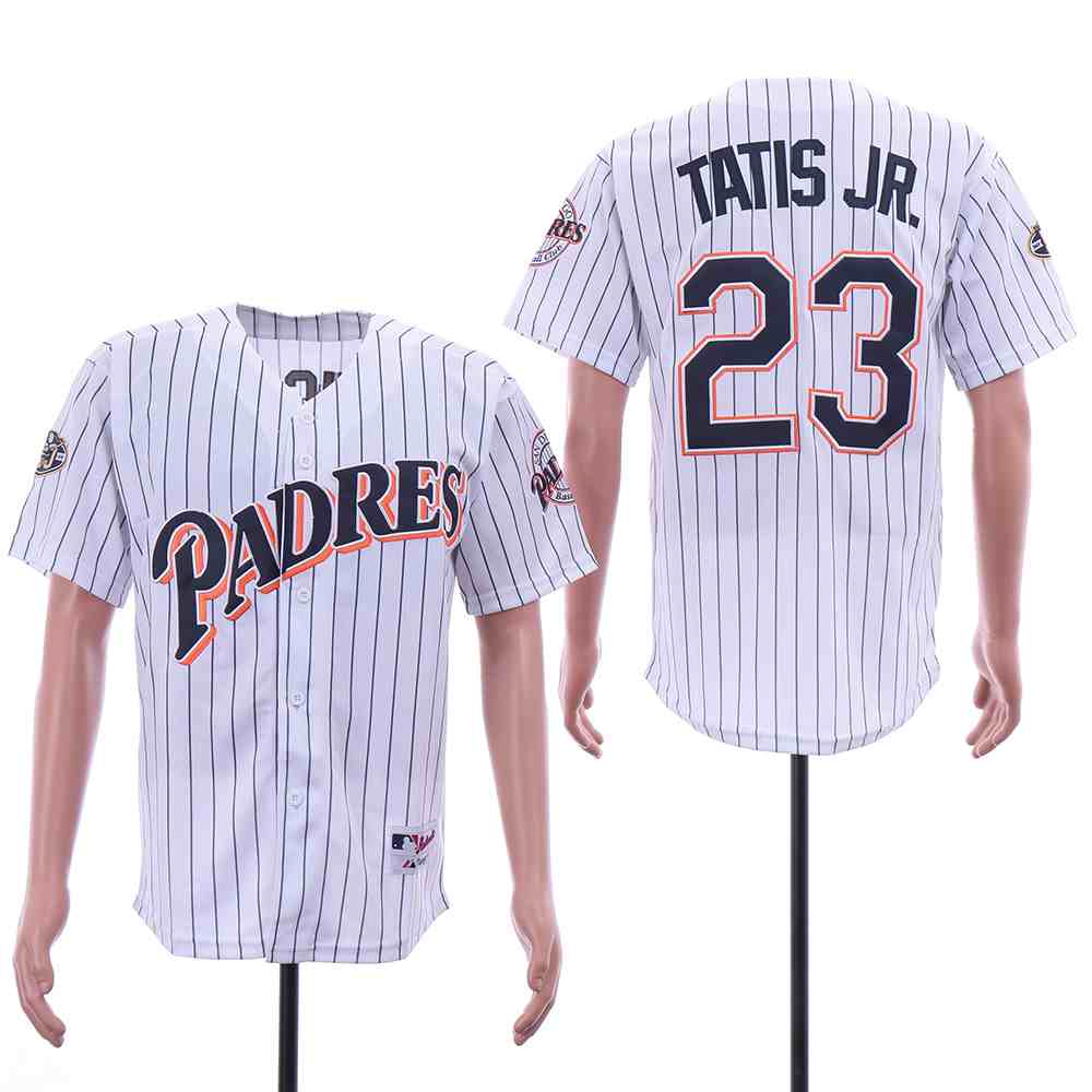 Padres 23 Fernando Tatis Jr. White 50th Anniversary Patch Turn Back The Clock Jersey