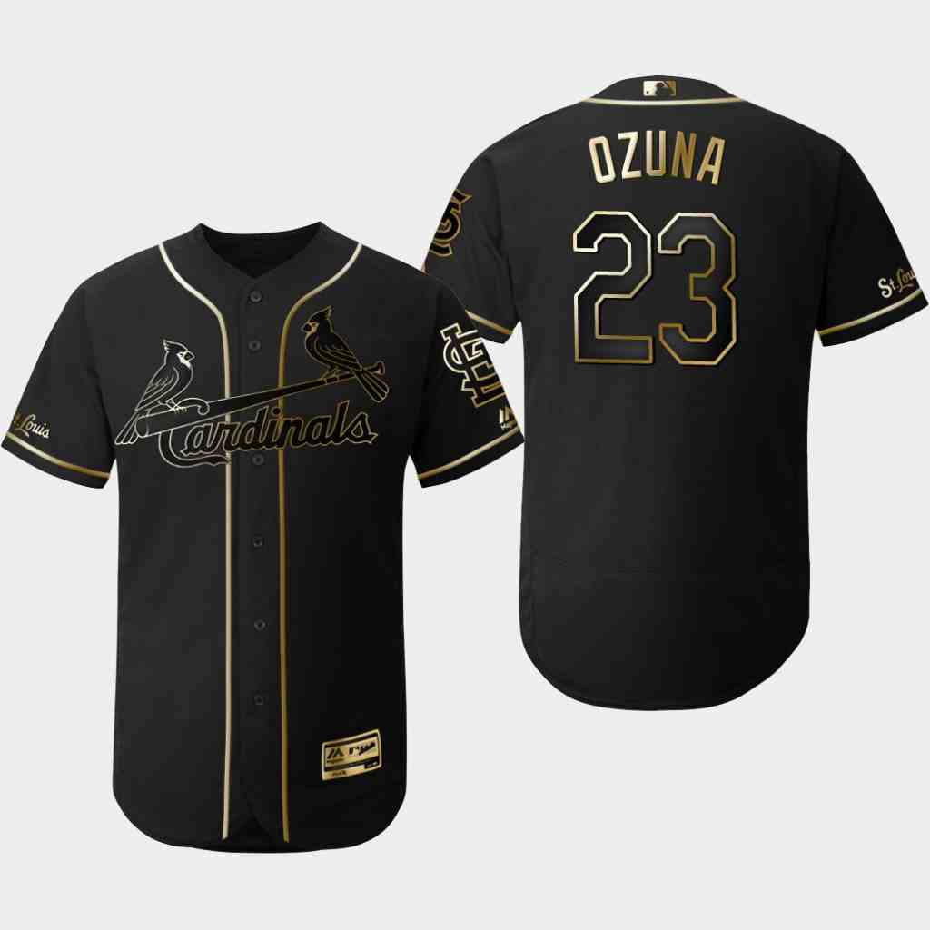 Cardinals 23 Marcell Ozuna Black Gold Flexbase Jersey