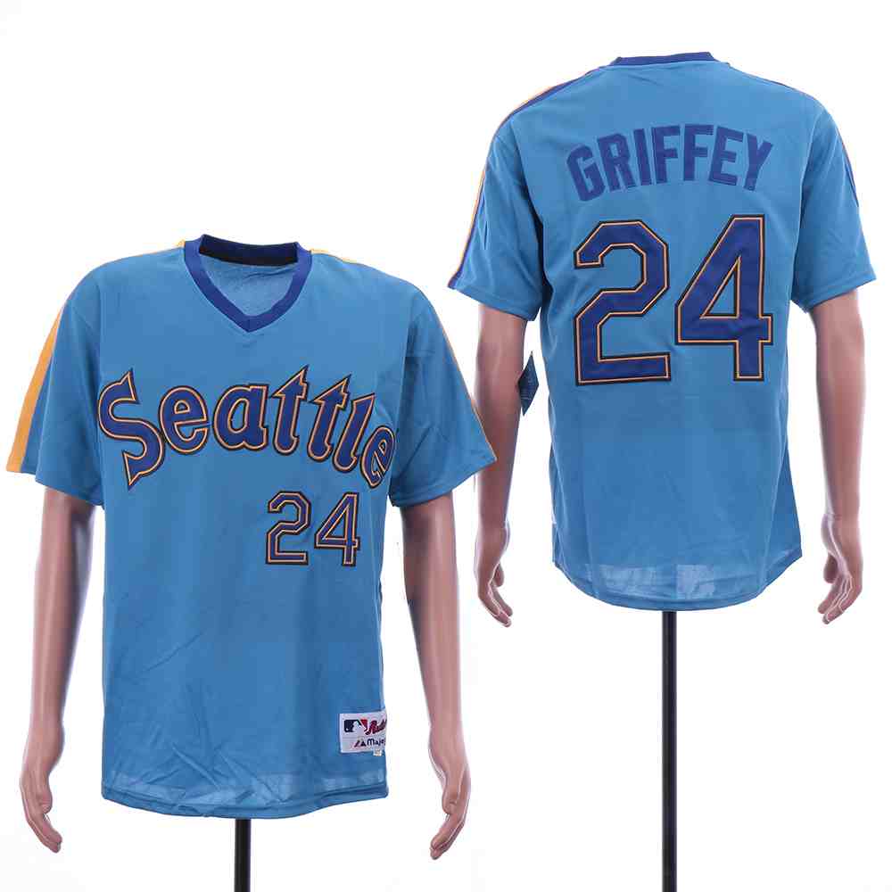 Mariners 24 Ken Griffey Jr. Blue Turn Back The Clock Jersey