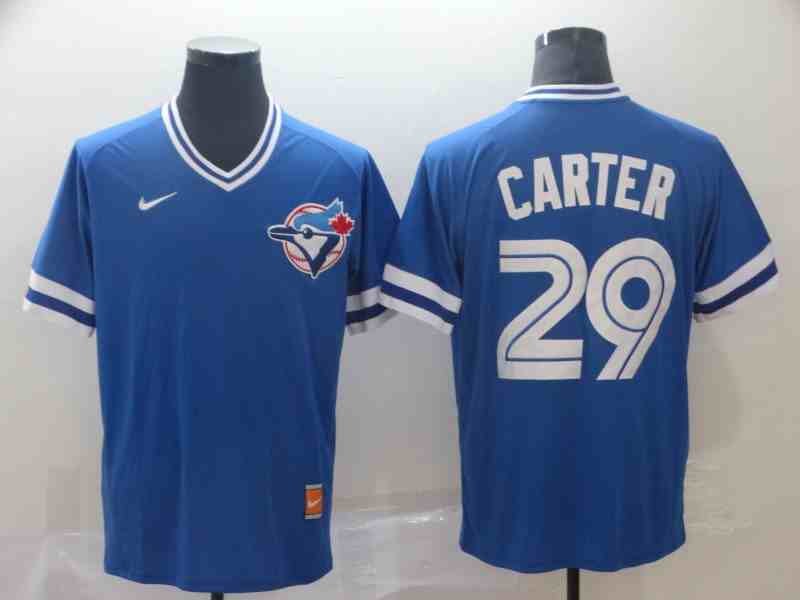 Blue Jays 29 Joe Carter Royal Throwback Jersey
