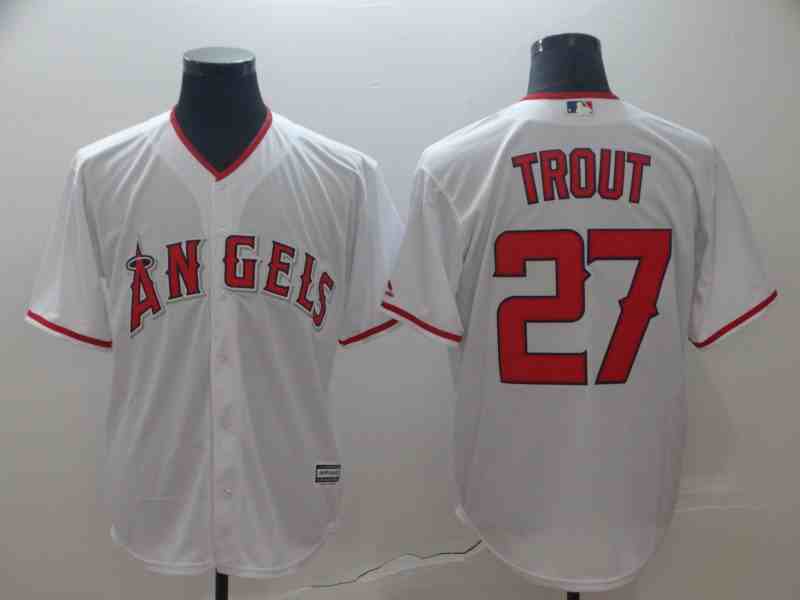 Angels 27 Mike Trout White Cool Base Jersey
