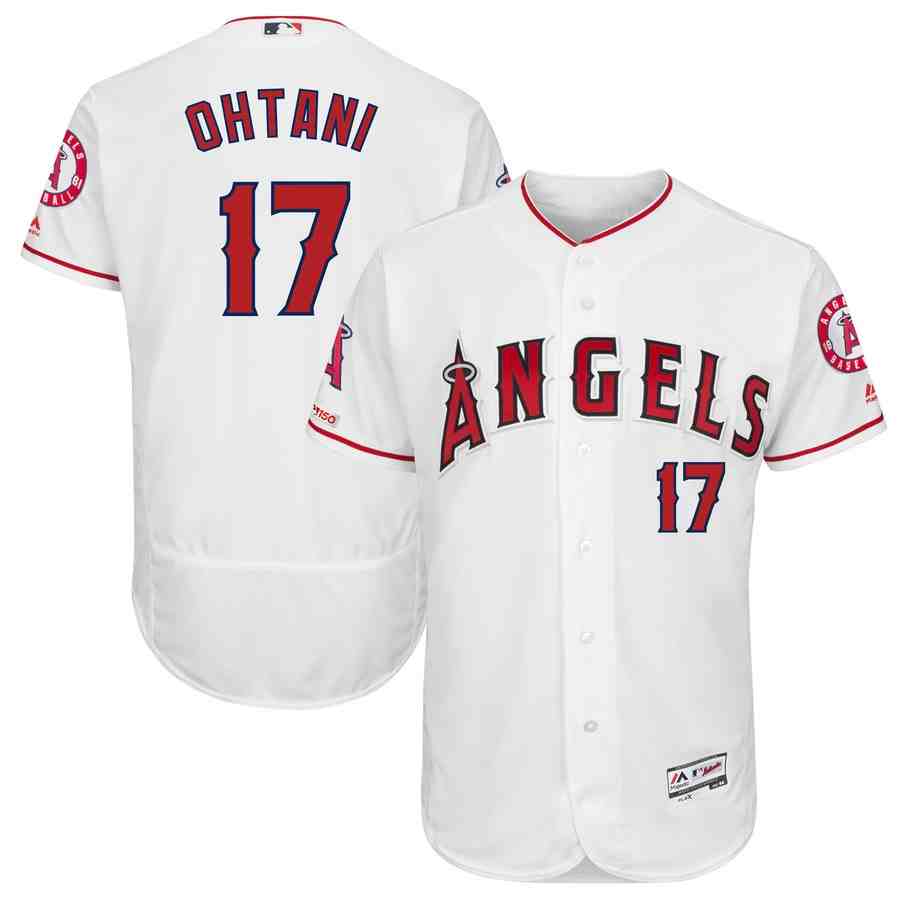 Angels 17 Shohei Ohtani White 150th Patch Flexbase Jersey