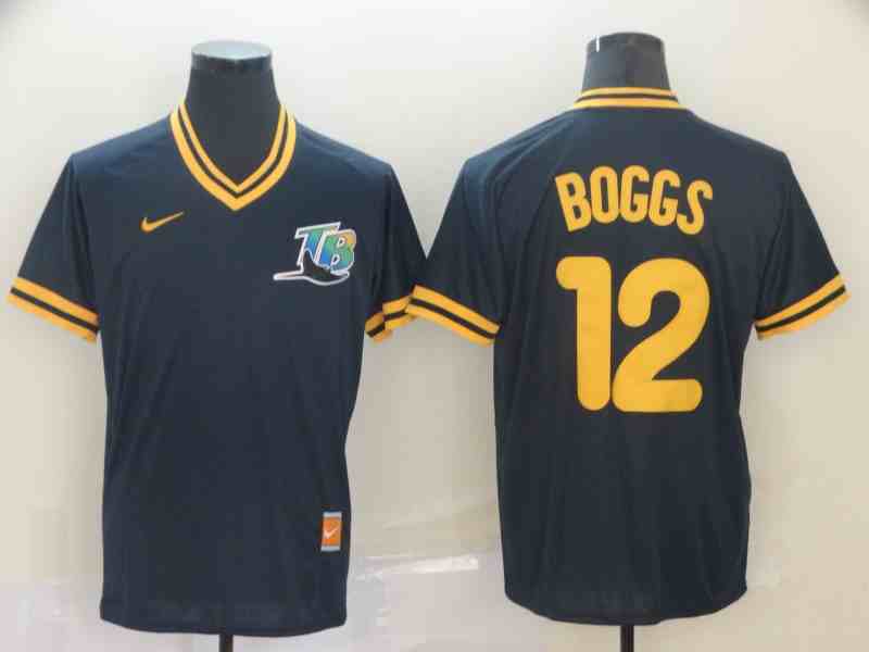 Rays 12 Wade Boggs Navy Throwback Jersey