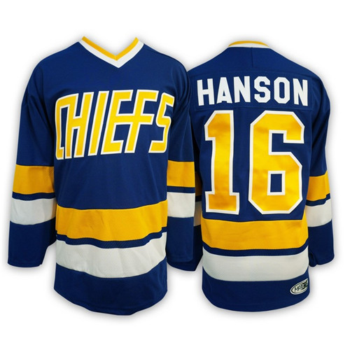 Hanson Brothers 16 Jack Hanson Blue Stitched Movie Jersey