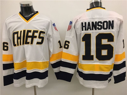 Hanson Brothers 16 Jack Hanson White Stitched Movie Jersey
