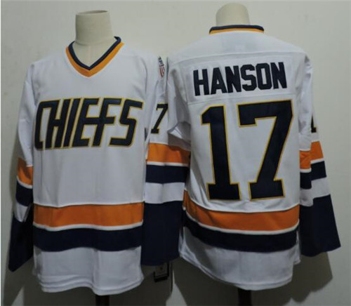 Hanson Brothers 17 Steve Hanson White Stitched Movie Jersey