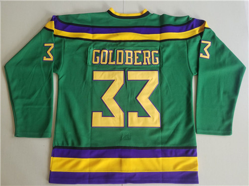Mighty Ducks 33 Greg Goldberg Green Ice Hockey Movie Jersey