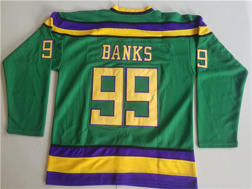 Mighty Ducks 99 Adam Banks Green Ice Hockey Movie Jersey