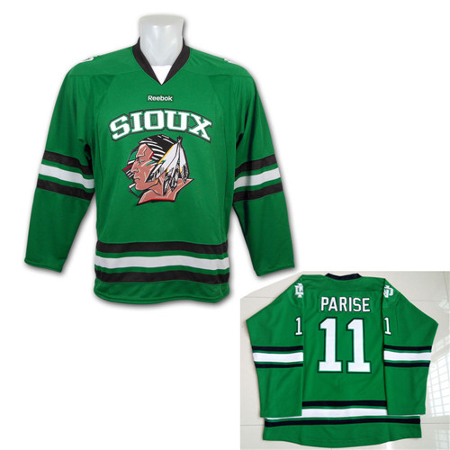 North Dakota Sioux 11 Zach Parise Green Ice Hockey Movie Jerseys