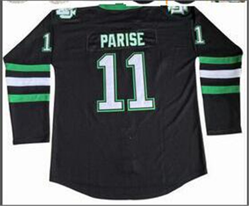 North Dakota Sioux 11 Zach Parise Black Ice Hockey Movie Jerseys