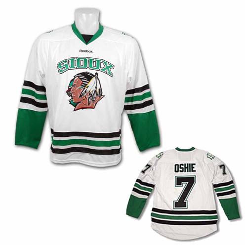 North Dakota Sioux 7 TJ Oshie White Ice Hockey Movie Jerseys