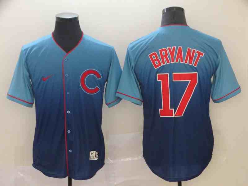 Cubs 17 Kris Bryant Blue Drift Fashion Jersey