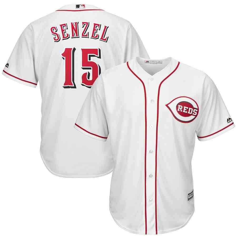 Reds 15 Nick Senzel White Cool Base Jersey