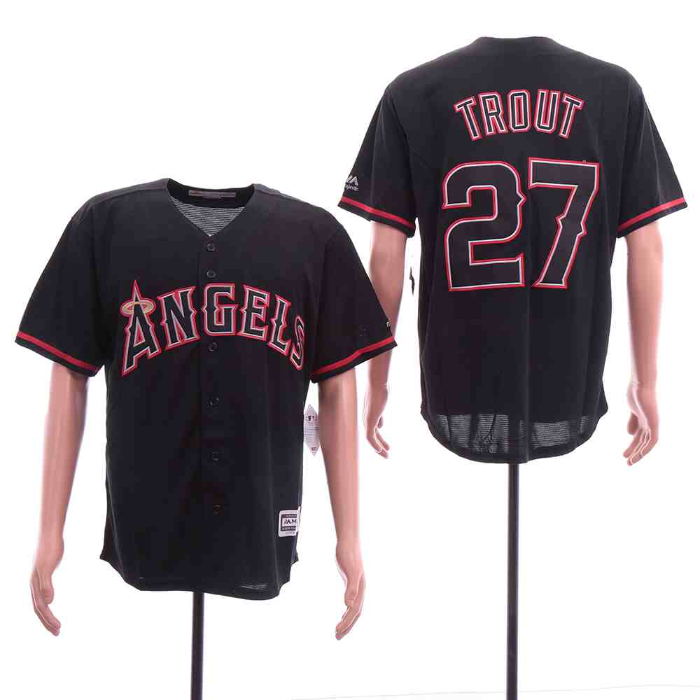 Angels 27 Mike Trout Black Cool Base Jersey on sale,for Cheap,wholesale