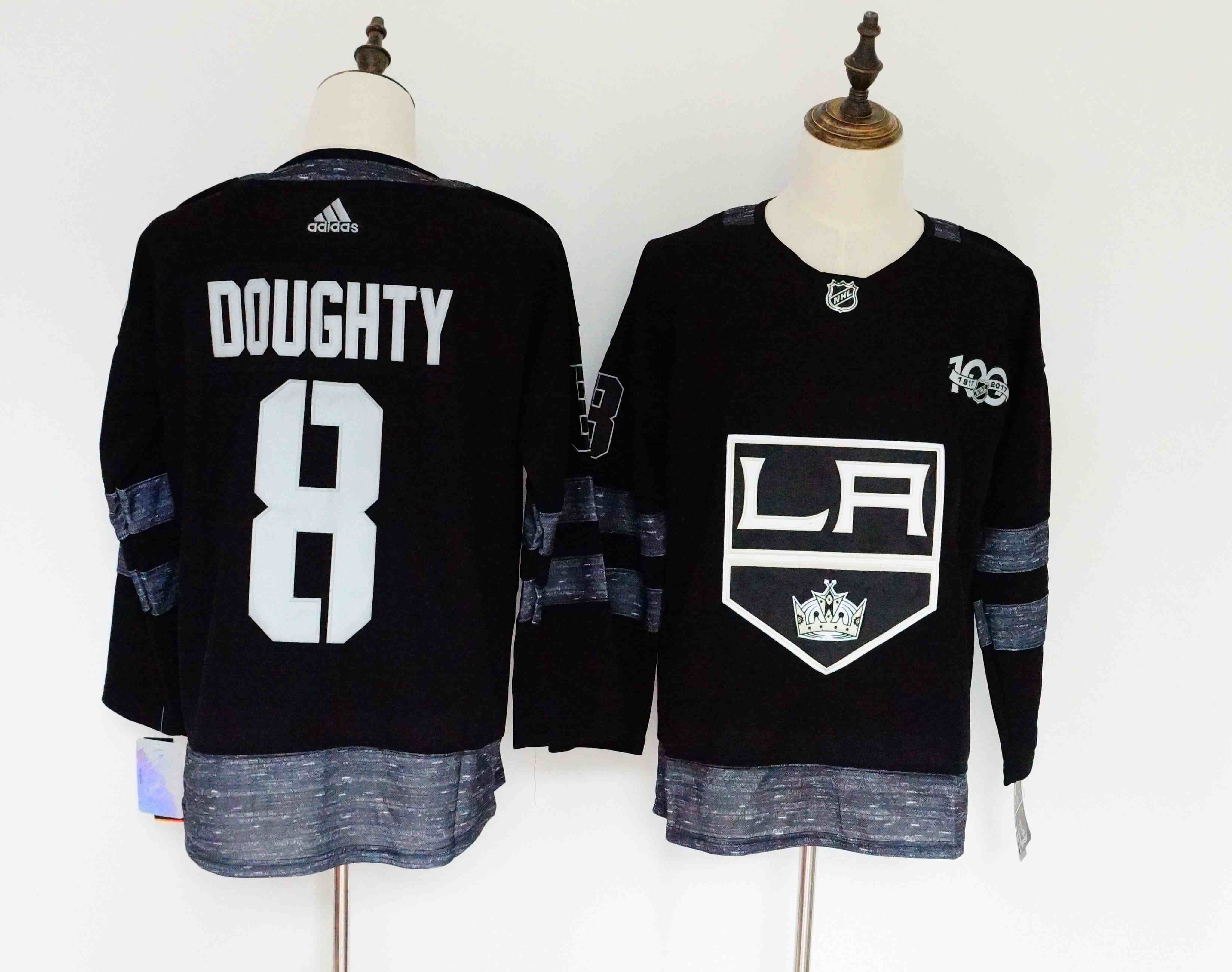Kings 8 Drew Doughty Black 1917-2017 100th Anniversary Adidas Jersey