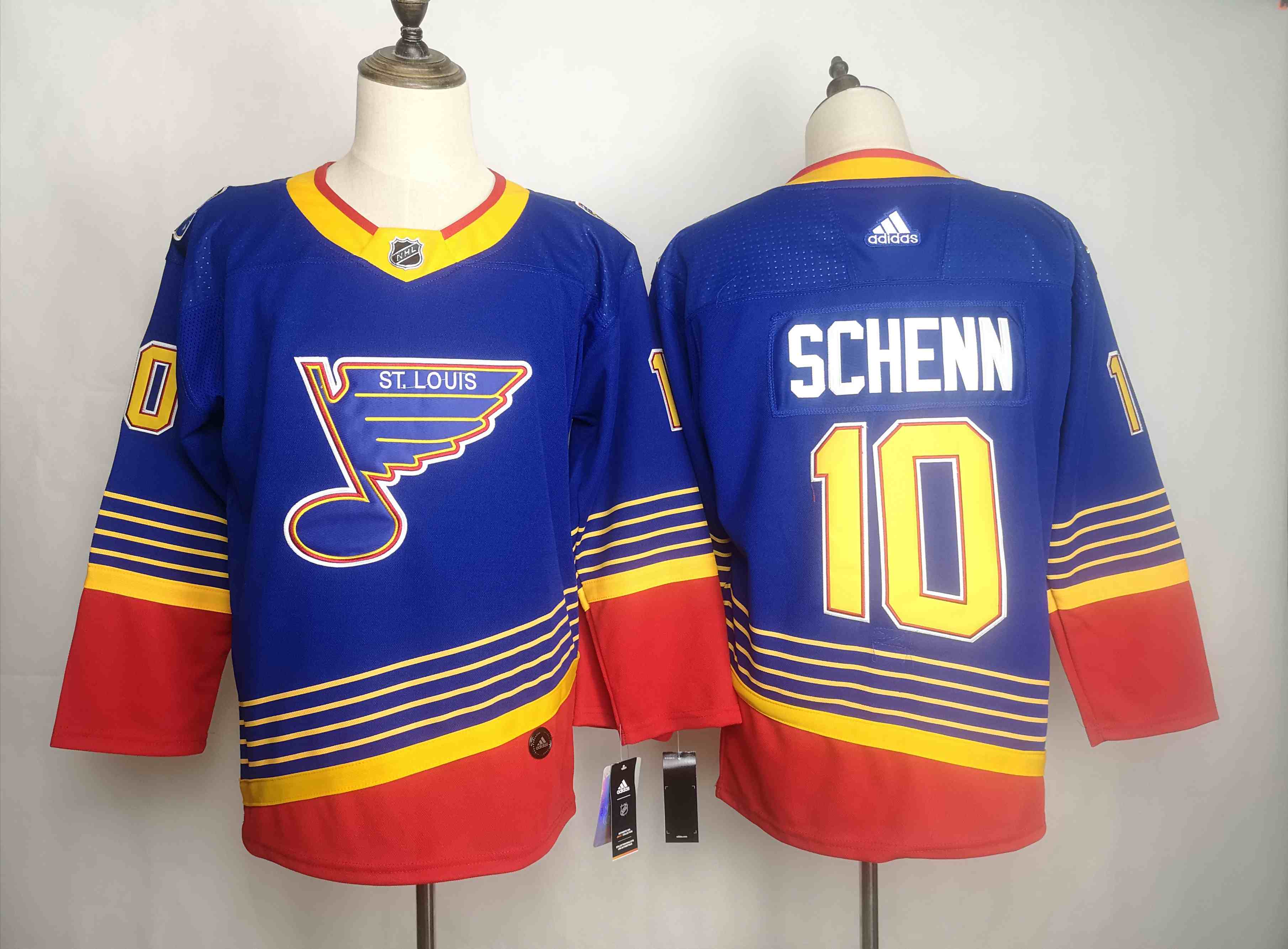 Blues 10 Brayden Schenn Blue Adidas Jersey