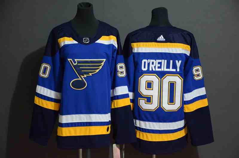 Blues 90 Ryan O'Reilly Blue Adidas  Jersey