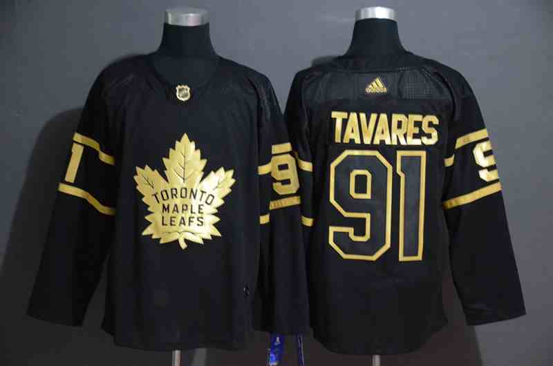 Maple Leafs 91 John Tavares Black Gold Adidas Jersey