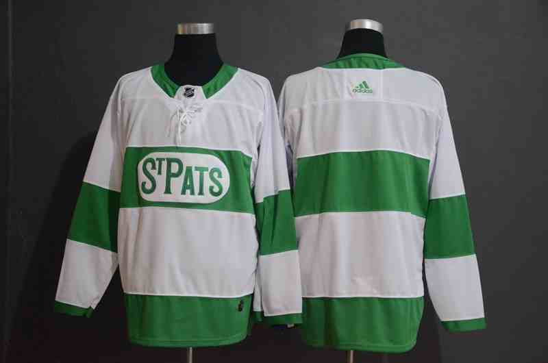 Maple Leafs Blank White 2019 St. Patrick's Day Adidas Jersey