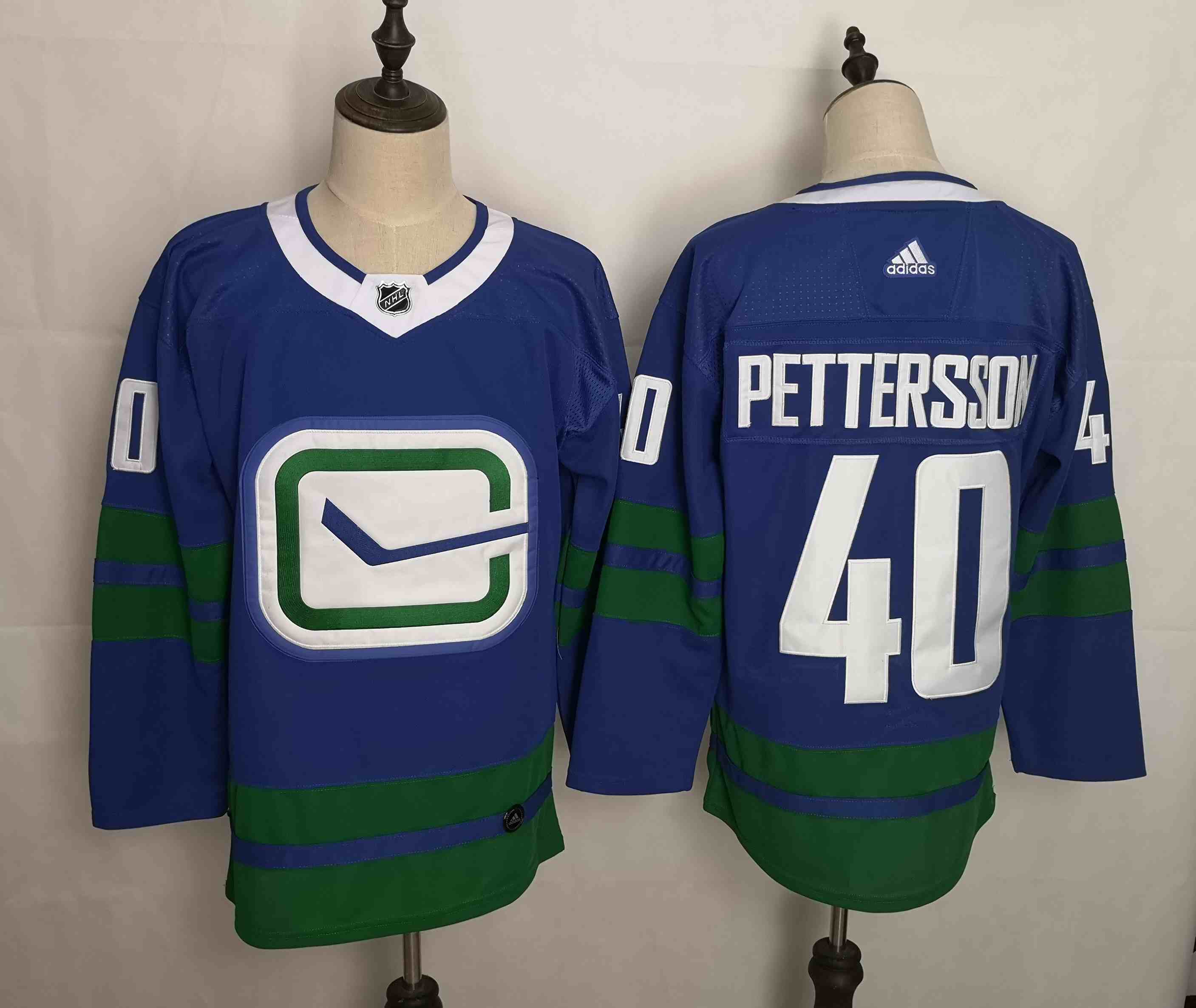Canucks 40 Elias Pettersson Blue Adidas Jersey