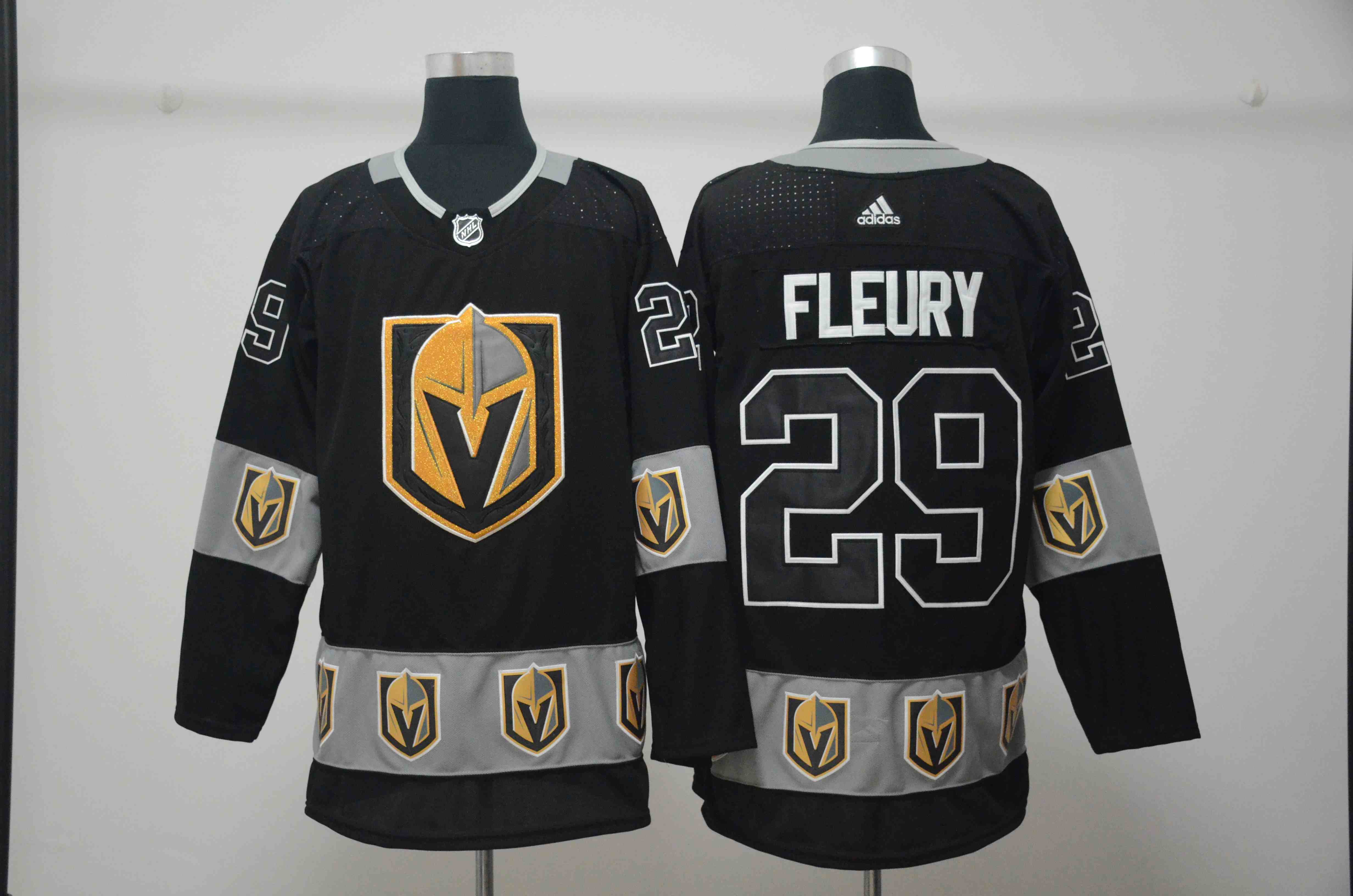 Vegas Golden Knights 29 Marc-Andre Fleury Black Team Logos Fashion Adidas Jersey